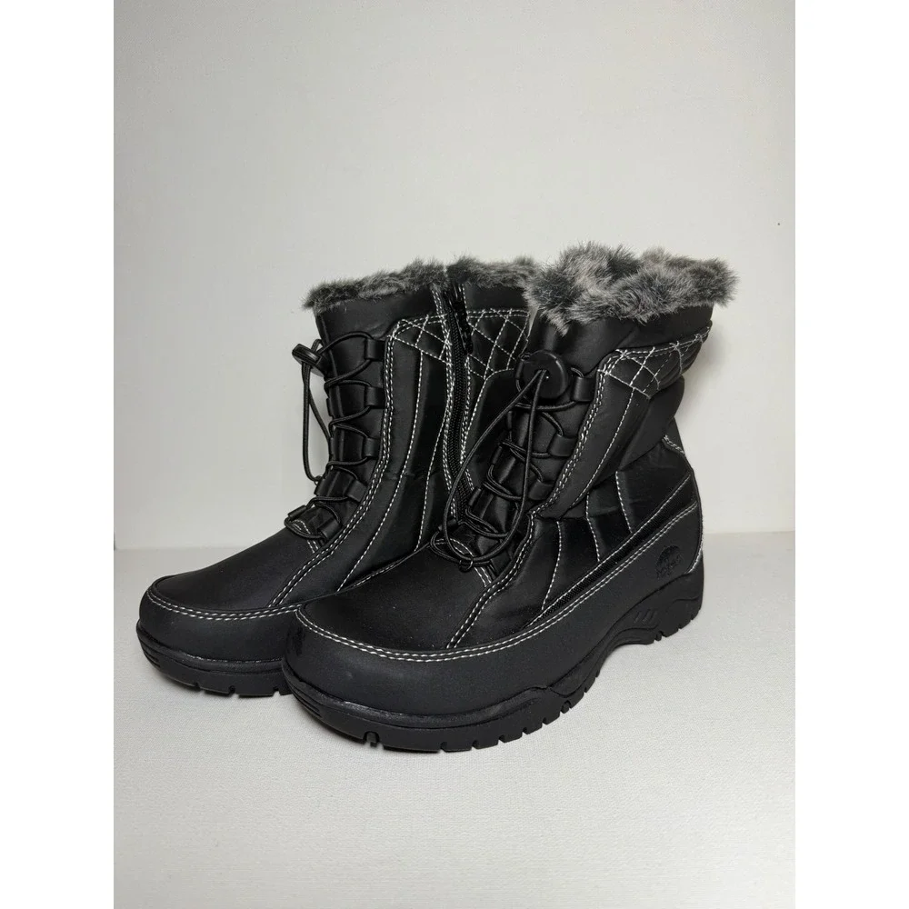 Tote Women's Eve Winter Boots Black Sz 6M Water-Resistant Faux Fur Lining - NWOT